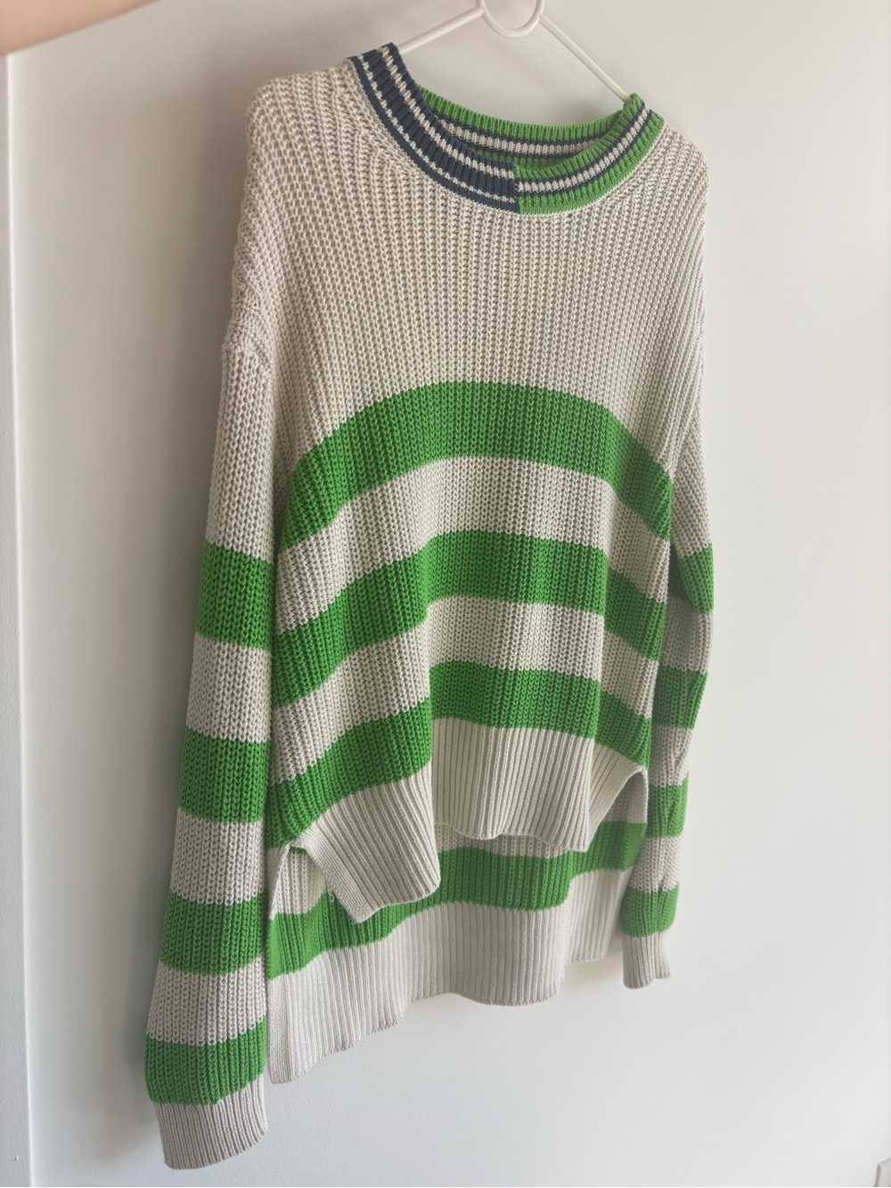 Solid & Stripes x Prince Crewneck Sweater Green and Cream Stripes with Navy Trim